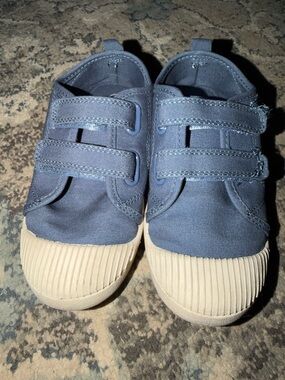 Cat & Jack Navy Canvas Velcro Toddler Sneakers with Cream Toe